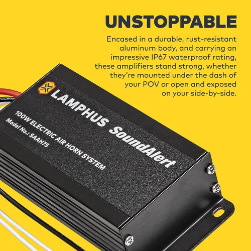 Miniatura 4 de LAMPHUS SoundAlert kit de amplificador de bocina de aire para policía de 100W [altavoz delgado de 118-124 dB]