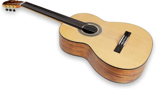 Miniatura 5 de TARIO Guitarra clásica sin trastes de 39 pulgadas Guitarra acústica tamaño completo Tapa de abeto Ovangkol espalda y lados Okoume diapasón de laurel