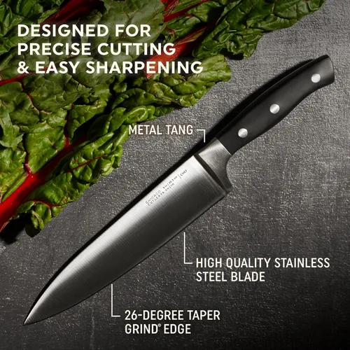 Miniatura 5 de Chicago Cutlery Insignia Triple Rivet Poly (18 piezas) Juego de bloques de cuchillos de cocina con bloque de madera y afilador integrado, mangos