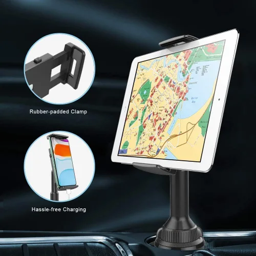 Miniatura 6 de APPS2Car Soporte para Tablet para Coche, Soporte para Tablet para Portavasos para Camión, Altura Ajustable Compatible con iPad Pro Air Mini