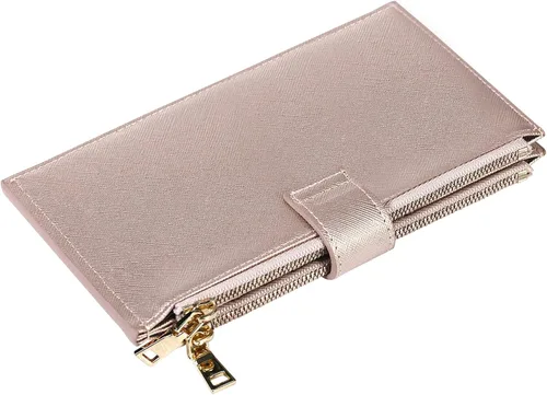 Miniatura 7 de Travelambo RFID Billetera de mujer con varios compartimientos para varias tarjetas con bolsillo con cierre, talla única