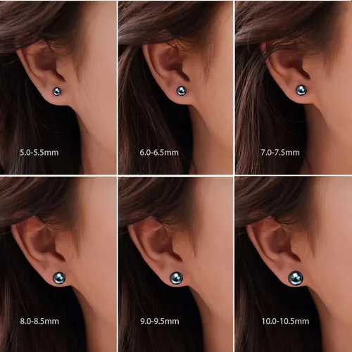 Miniatura 6 de YAMI Black/Grey/White Pearl Earrings, Real Cultured Pearl, 925 Sterling Silver Stud Earrings Plated with 18K Gold, Classic & Elegant Jewelry Gifts