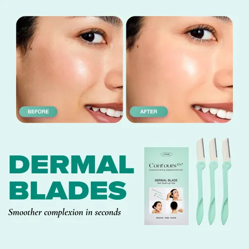Miniatura 3 de Contours Rx Cuchillas dérmicas herramienta de retoque de acero inoxidable que elimina el vello facial peludo, línea de bikini, brazos, nudillos