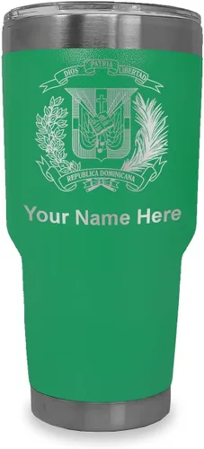 Miniatura 7 de LaserGram Taza aislada al vacío de 20 onzas, escudo de armas, República Dominicana, grabado personalizado incluido (gris)