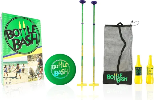 Bottle Bash Outdoor Flying Disc Game Set – Frisbee Toss Backyard and Beach Game for Family, Adult & Kids - Beersbee & Polish Horseshoes