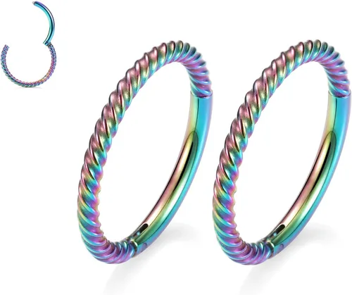 Miniatura 27 de GAGABODY 2 piercings para la nariz, calibre 20G, 18G, 16G, 14G, 12G, 10G, 8G, acero quirúrgico, tabique, cartílago, hélice, trago, concha, daith