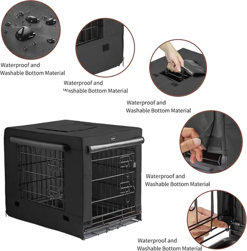 Miniatura 4 de DONORO Jaulas para Perros de Tamaño Pequeño para Interiores con Doble Puerta, Perreras y Casas para Cachorros y Gatos, Jaulas de Metal Plegables