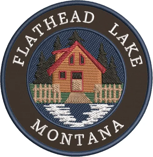 Miniatura 6 de Cabin by The Lake - Flathead Lake - Montana - Parche decorativo bordado de 3.5 pulgadas para planchar o coser, para vacaciones, recuerdo, viajes