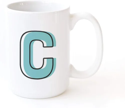 The Cotton & Canvas Co. Candy Pop - Taza de café personalizada con monograma inicial con letra C, taza de café de cerámica de porcelana. Para ella,