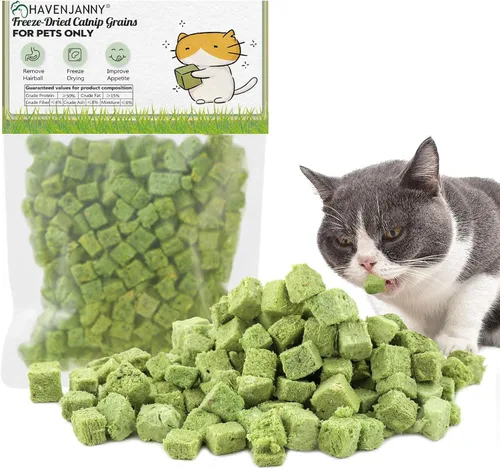 Miniatura 10 de 60g de hierba gatera para gatos, snacks de hierba gatera deshidratados al congelar para la dentición de gatitos, juguetes masticables comestibles
