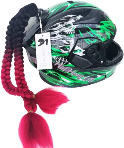 Miniatura 2 de Casco de coleta de motocicleta, casco de bicicleta, trenzas de pelo utilizado para cualquier casco/diseño reutilizable de 24 pulgadas, 2 piezas