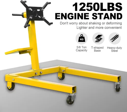 Miniatura 2 de YELLOW JACKET Soporte de motor, soporte de motor giratorio con bandeja de herramientas, brazos ajustables de 360 grados, ruedas giratorias