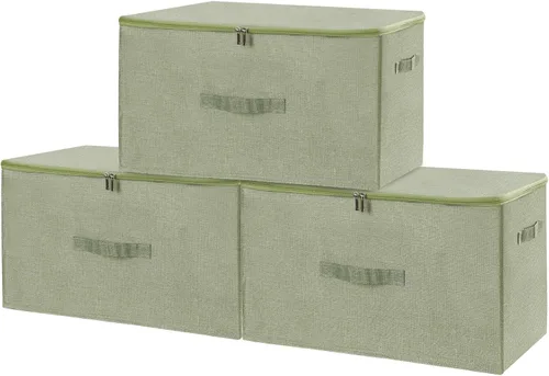 Miniatura 8 de ANMINY Contenedores de almacenamiento con tapas con cremallera, cajas de almacenamiento de tela con tapa de 36 cuartos de galón, cestas con asas