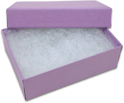 Miniatura 12 de TheDisplayGuys - Paquete de 100 cajas de cartón rellenas de algodón #10 para joyas, color morado lavanda (1.9 x 1.3 x 0.7 pulgadas), para envío