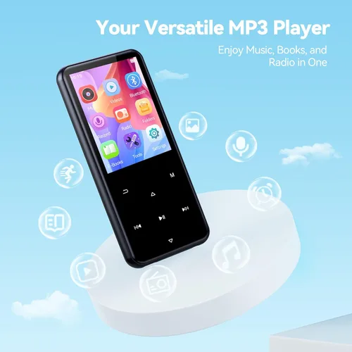 Miniatura 2 de AGPTEK Reproductor MP3 de 64 GB con Bluetooth, M3 Reproductor de música de 2.4 pulgadas con altavoz y radio FM, botones táctiles, soporta hasta 128