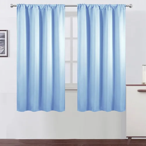 Miniatura 74 de LEMOMO Cortinas opacas negras para cocina, 42 x 45 pulgadas, juego de 2 paneles de cortinas opacas con bolsillo para cortinero para ventana pequeña