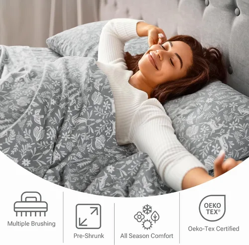 Miniatura 181 de Sleep Philosophy - True North - Juego de sábanas de franela, 100% de algodón, cómodo, bonito y muy suave, con bolsillo elástico que se adapta a