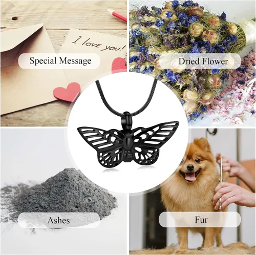 Miniatura 42 de Minicremation Joyas de cremación para cenizas – Collar conmemorativo de mariposa con colgante de urna para cenizas de seres queridos
