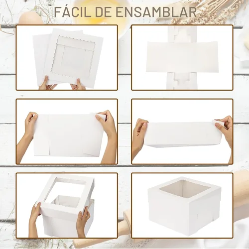 Miniatura 3 de Moretoes 15 cajas para tartas, cajas de panadería blancas de 12 x 12 x 8 pulgadas con contenedores de ventana para tartas, cajas altas de cartón