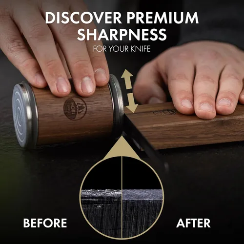 Miniatura 2 de HORL Afilador de cuchillos rodantes de 2 tuercas diseñado en Alemania para borde recto y juego de piedra premium para afilar