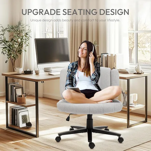 Miniatura 7 de Vigosit Silla de oficina ergonómica cruzada – Silla de escritorio ajustable con reposabrazos anchos, tela antiagarre, capacidad de 265 libras (gris)