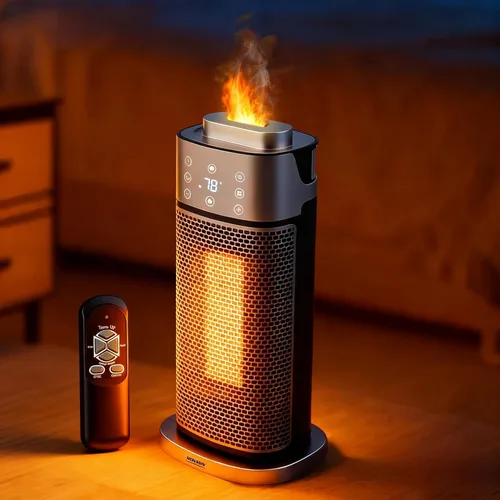Miniatura 10 de ROVSUN Calentador de espacio eléctrico de 24 pulgadas con control remoto y APP, calentador de torre portátil de 1500 W con oscilación