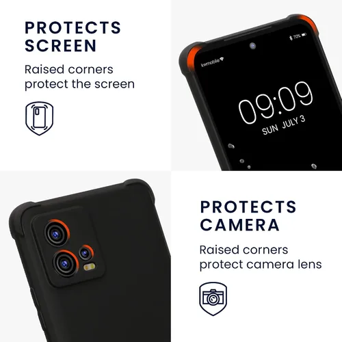 Miniatura 3 de kwmobile Funda cruzada compatible con Motorola Moto G72 - Funda de silicona TPU con correa - Negro
