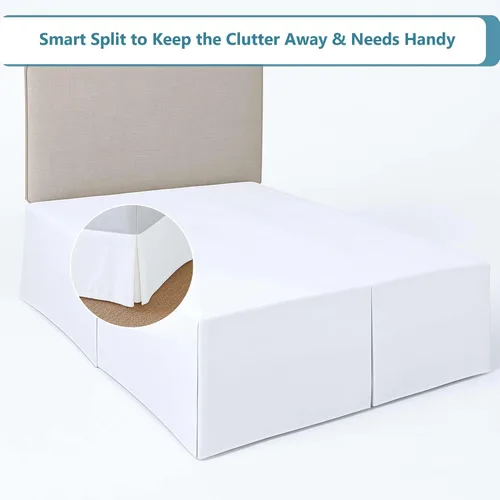 Miniatura 6 de Falda de cama plisada tamaño Full, fácil ajuste con caída entallada de 8 pulgadas, microfibra sin arrugas, ligera, aspecto clásico y limpio (blanco)