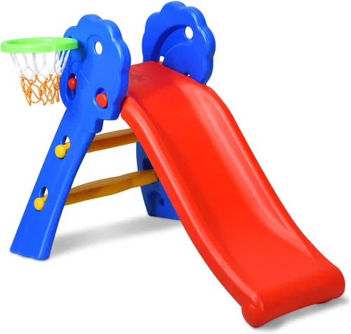 Miniatura 9 de BABY JOY Tobogán plegable, primer tobogán interior de plástico para escalar, juguete para niños (riel elíptico)