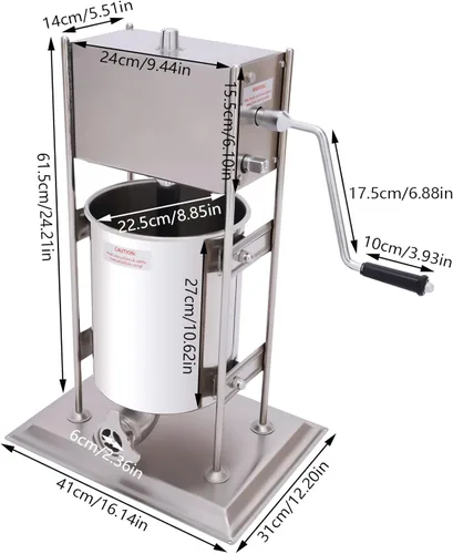 Miniatura 3 de Máquina manual para hacer churros de 10 L, kit de fabricación de churro de acero inoxidable incluye 4 boquillas, relleno de salchichas 2 en 1