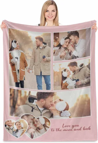 Miniatura 18 de Regalos de novia para San Valentín, collages de fotos personalizados en mantas, regalos de cumpleaños para mamá, novia, esposa, manta suave