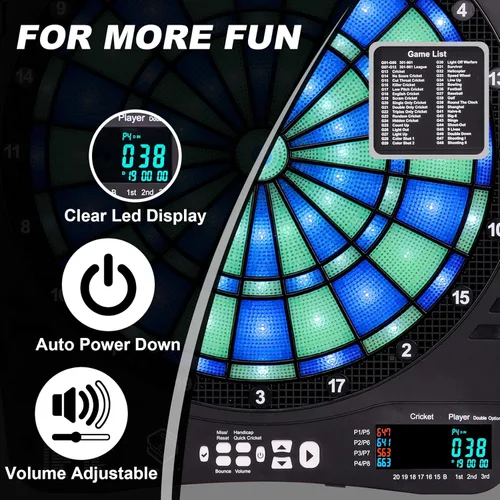 Miniatura 5 de Turnart Electronic Dart Board,13 inch Illuminated Segments Light Based Games Electric Dartboard for Adults Tested Tough Segment for Enhanced