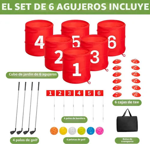 Miniatura 6 de SJEhome Juego de golf de 6 hoyos para adultos al aire libre e interior, regalos de práctica para patio, césped, parque, patio, playa