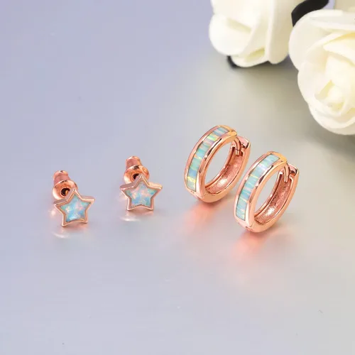 Miniatura 34 de CiNily Aretes Huggie de ópalo con bisagras, chapados en oro, hipoalergénicos, pequeños aretes de aro para mujeres, adolescentes, niñas, hombres