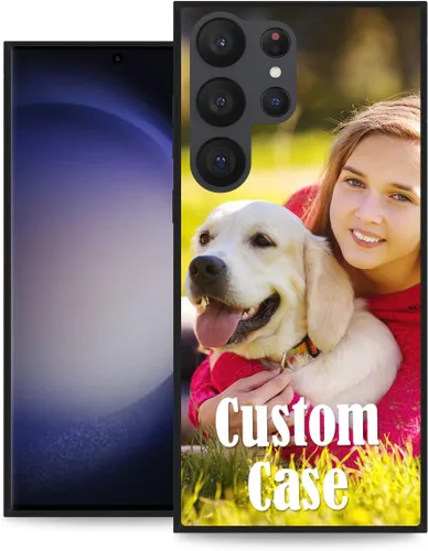 Funda personalizada para Samsung Galaxy S23 Ultra con nombre de foto y texto - Funda suave y fina para teléfono móvil S 23 Ultra (negra) de 6.8