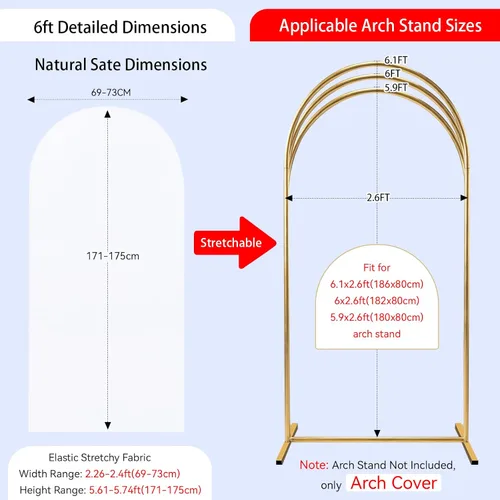 Miniatura 3 de SoarDream Cubierta de telón de fondo de arco de elastano beige ajustada 5 pies, cubierta de arco de boda globo con parte superior redonda, tela