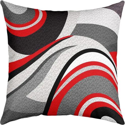 Miniatura 26 de Feelyou Juego de 4 fundas de almohada geométricas reversibles para exteriores de 16 x 16 pulgadas, diseño geométrico de rayas negras y grises, juego
