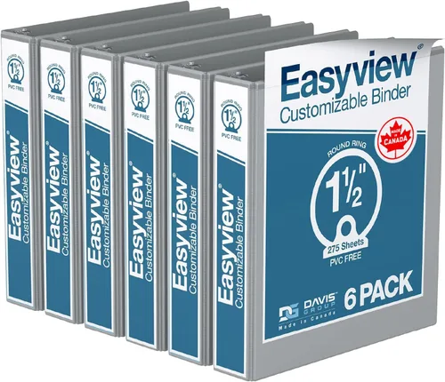 Miniatura 23 de Easyview - Carpetas prémium de 3 anillas con cubiertas transparentes y anillos redondos, carpetas para la escuela u oficina, 1 pulgada, paquete