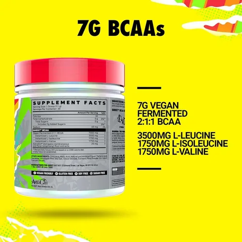 Miniatura 3 de GHOST BCAA Polvo de Aminoácidos, Sabor Limón Triturado - 30 Porciones - Polvo de Aminoácidos Intra, Post y Pre Entrenamiento y Bebida