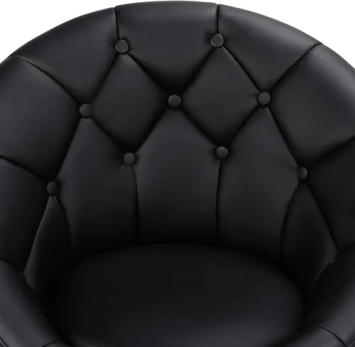 Miniatura 6 de Yaheetech Silla contemporánea con respaldo tapizado redondo, altura ajustable, giratoria, moderna, para tocador, negra
