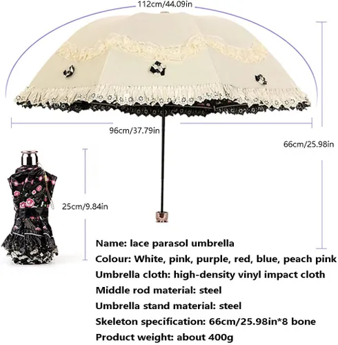 Miniatura 7 de ACGrade Parasol sombrilla de encaje sombrilla de encaje sombrilla de sol sombrilla para caminar paraguas para mujer sombrilla de sol para mujer
