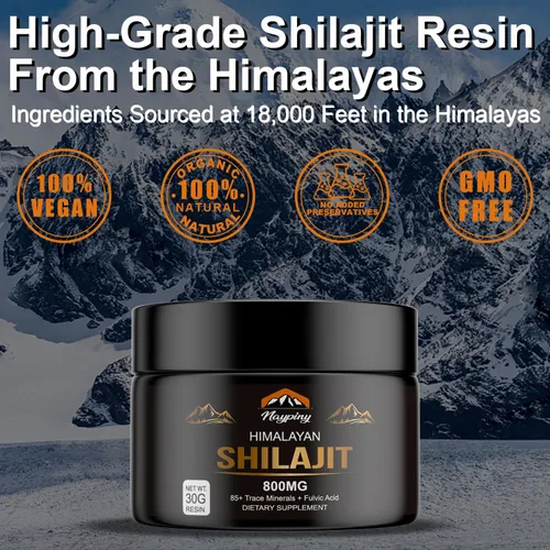 Miniatura 4 de Shilajit Resina Orgánica Pura del Himalaya - 800mg Resina Shilajit Grado Oro con Ácido Fúlvico y Más de 85 Complejo de Oligoelementos para Energía