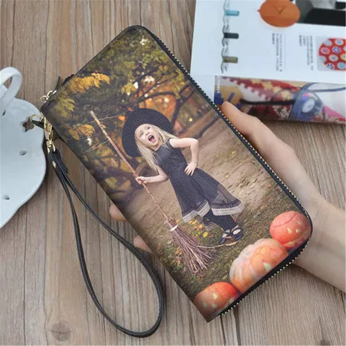 Miniatura 5 de Personality - Cartera de cuero para mujer, bolso de mano, tarjeteros, billeteras personalizadas, fotos, carteras para imprimir cualquier foto, Negro