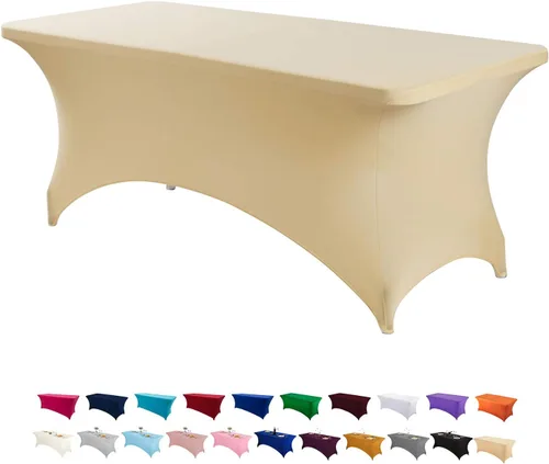 Miniatura 43 de Peomeise - Funda de mesa de elastano de 4 pies, mantel rectangular elástico de elastano (verde manzana, 4 pies)