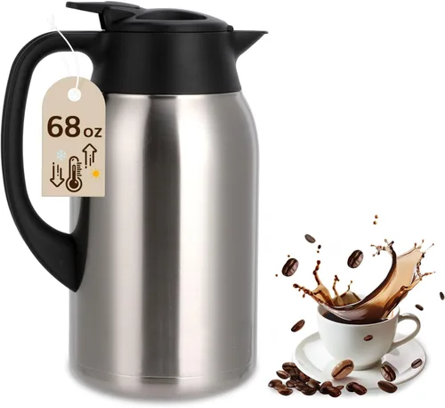 Miniatura 9 de Jarra de café de 68 onzas para mantener el calor, bebidas calientes de 12 horas y bebidas frías las 24 horas, olla aislada de acero inoxidable
