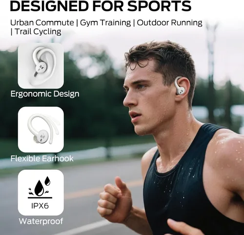 Miniatura 5 de Monster N-Lite 216 - Auriculares inalámbricos, deportivos con ganchos para los oídos, auriculares con cancelación de ruido, graves profundos estéreo