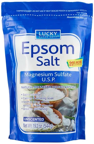 Lucky Super Soft Sulfato de magnesio U.S.P. Sal de Epsom, 19.2 onzas