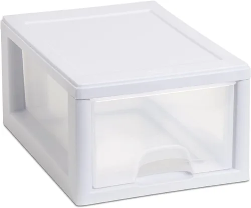 Miniatura 5 de Sterilite 20518006 - Cajón apilable de 6 cuartos de galón/5.7 litros, marco blanco con cajón transparente, (paquete de 6)
