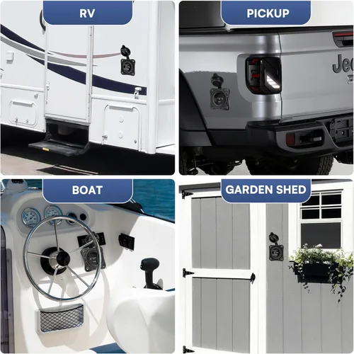 Miniatura 7 de 1 paquete de 15 amperios RV Shore toma de entrada de alimentación de 125 V, puerto de CA de 125 V, receptáculos de enchufe RV de 18 pulgadas, cable