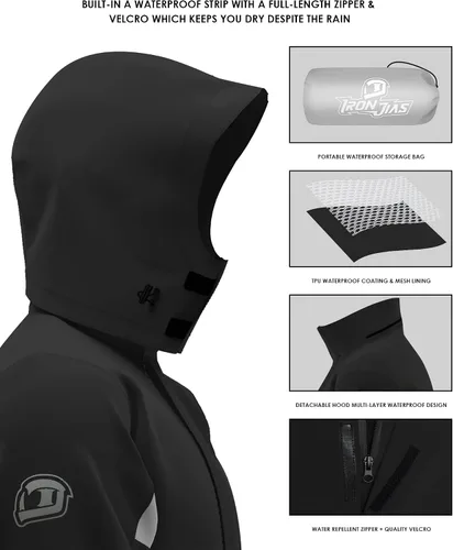 Miniatura 2 de IRON JIA'S Traje de lluvia, equipo de lluvia para motocicleta para hombres y mujeres, chaqueta y pantalones impermeables, impermeable transpirable